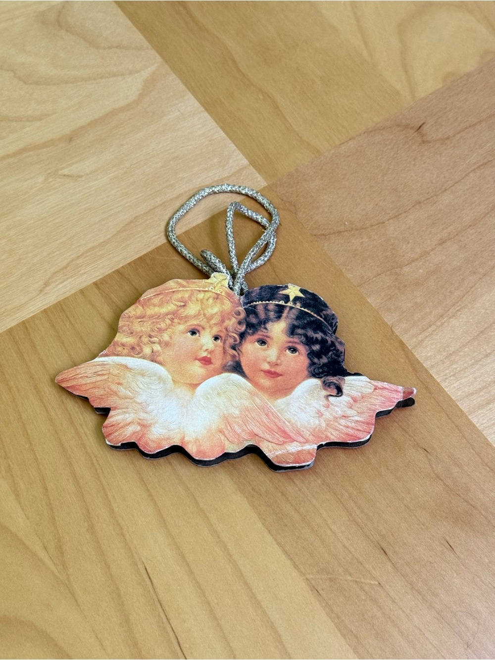 Vintage c1985 Renaissance Die Cut Angels Christmas Decoration Gift Bag Ornament